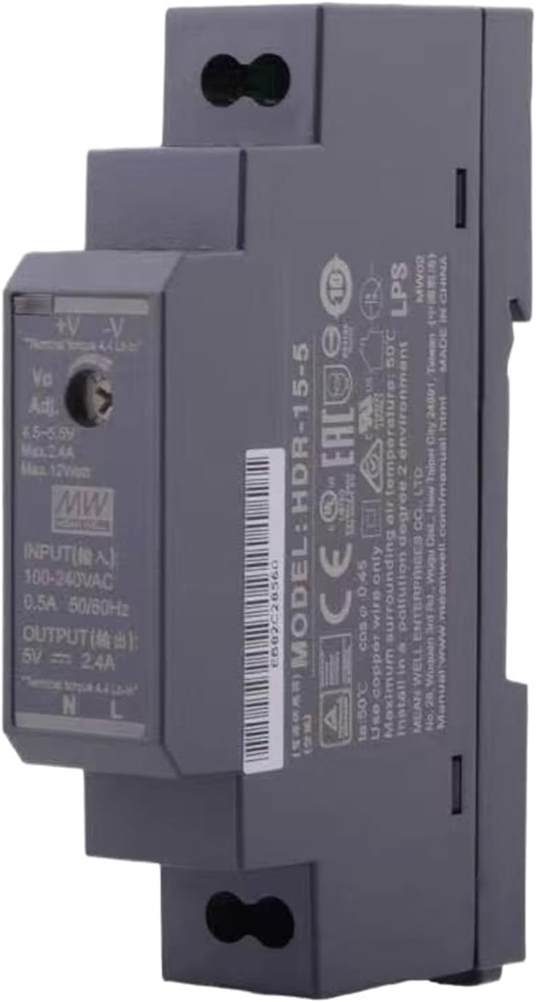 1PCS HDR-15-5 5V 2.4A 12W Ultra Slim Step Shape DIN Rail Single Output Industrial Power Supply Authentic