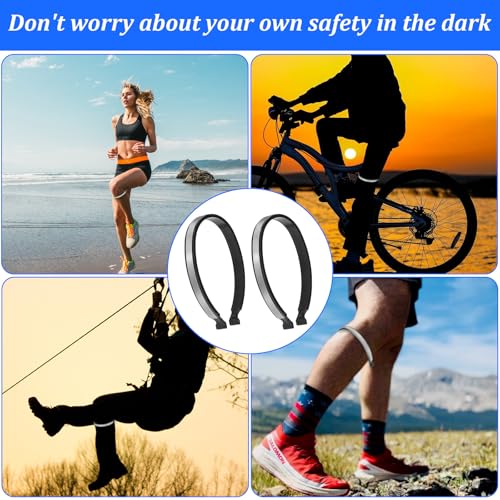 4Pcs High Reflective Bicycle Pant Clips, Safety Bicycle Elastic Ankle Cuffs Bands, Outdoor Recreation Cycling Trousers Clips, Pant Leg Clip Reflective Gear for Riding, Fishing, Outdoor Activities