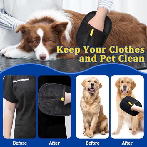 2 Stück Fell Magnet Handschuh, Fellmagnet Handschuh Katzenhaare für Hunde & Katzen, Tierhaarentferner Bürste, Pet Hair Remover, Antistatische Handschuhe Doppelseitige, Double Sided Grooming Glove (B)