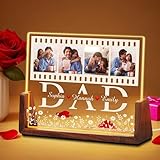 Ship Next Day-Personalized Christmas Gifts for Dad from Daughter Son Kids, Custom Dad Acrylic Picture Walnut Frame with LED Warm Night Light, Customized Fathers Day Birthday Gifts for PAPA DADA