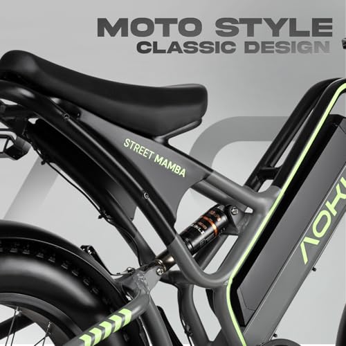 Image of Aoki Street Mamba Electric Bicycle | 48V 250W Motor | 105km Range | 15.8Ah Removable Battery | Dual Suspension | Colour LCD | NFC Smart Unlock | Space Grey