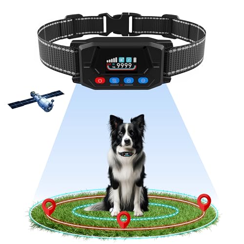 PUPKIDS GPS Dog Collar Fence System - Invisible Electric Fence for Dogs with 3 Warning Modes, Adjustable Radius 33-9999Yards, IPX7 Waterproof Rechargeable Wireless Dog Fence for Outdoor Use