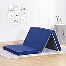 JINGWEI Folding Mattress, Tri-fold Memory Foam Mattress Topper with Washable Cover, 6-Inch, Queen Size, Play Mat, Foldable Bed, Guest beds, Camp Portable Bed, Blue, 58"*78"*6"