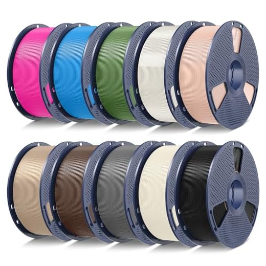 SUNLU 10kg PLA 3D Printer Filament Bundle Multicolor, Neatly Wound PLA Filament 1.75mm ±0.02mm, 1kg per Spool, 10 Pack, Black+Bone White+Grey+Brown+Wood+Beige+Olive Green+Cyan+Magenta+Clear