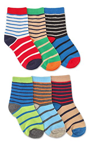 Jefferies Socks Boys Fashion Crew Socks 6 Pack (Medium - 5-10 yrs, Stripe)