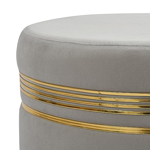 Image of NACIA Velvet Ottoman Pouffes Stool for Living Room Wooden Sitting Furniture Footrest Footstool for Foot Rest Upholstered Foam Cushioned Puffy for Home Decor, Dressing Table Stool (17 inch Height, Grey)