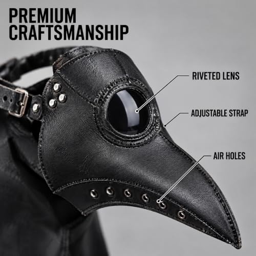 Raxwalker Plague Doctor Costume Mask Set with Cloak Steampunk Horror Scary Raven Masks For Halloween Adult Cosplay Party Props (3 IN 1 Set) by Raxwalker - Used condition - Image 6