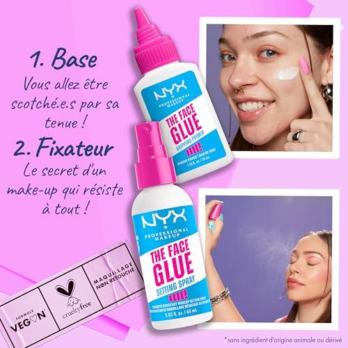 NYX Professional Makeup - Primer Fixant - Fixe le Maquillage et Hydrate la Peau - Tenue Longue Durée 24H - Formule Vegan - The Face Glue Primer - 35ml – Image 6