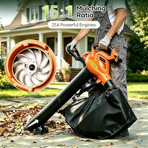 GARCARE 3-in-1 Electric Leaf Blower Leaf Vacuum and Mulcher 500 CFM 200 MPH by GARCARE - Used condition - Image 4