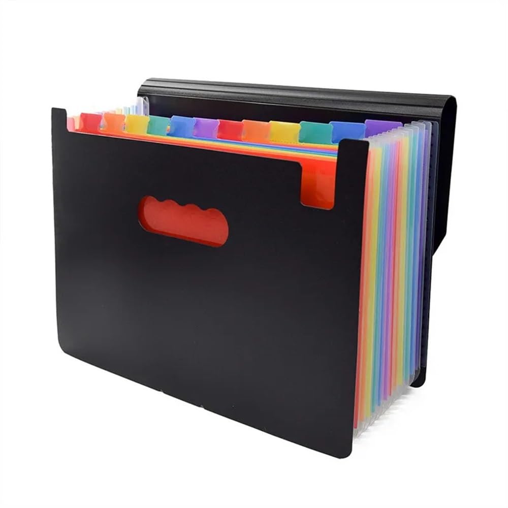 Cartella portadocumenti a 12 strati per ufficio, organizer per documenti, formato A4, multi strato, organizer per classificazione (colore nero)