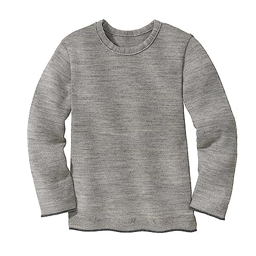 Disana Strick-Pullover, 100% Bio-Merinowolle GOTS, IVN Best | Zeitloses Design | Kleinkind, Kind, Unisex | Made in Germany| Grau Gr. 122-128