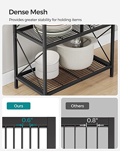 Image of SONGMICS 5-Tier Metal Storage Rack, Shelving Unit with X Side Frames | Dense Mesh, 12.6 x 23.6 x 57.3 Inches, for Entryway, Kitchen, Living Room, Bathroom, Ink Black UBSC165B01