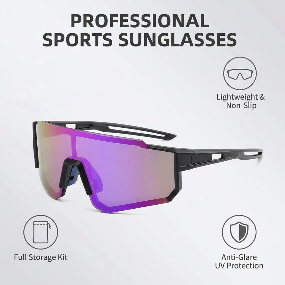 Schnelle Brille Herren Damen, 6 Stück Sport Sonnenbrille, Polarisierte Fahrradbrille mit 6 Aufbewahrungstasche und 6 Brillenputztücher, Laufbrille UV400, Sportbrille für Outdooraktivitäten - 3