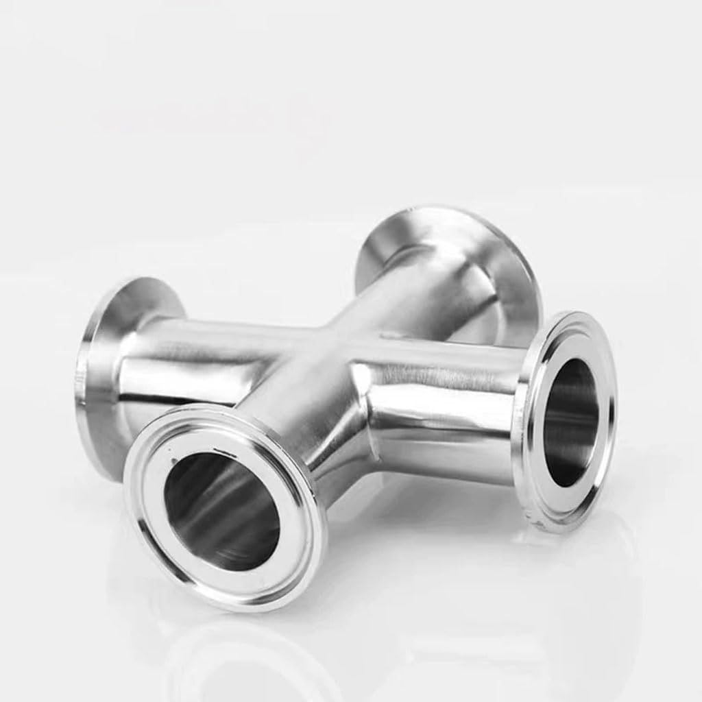 Stainless Steel Fittings 3/4" 1" 2" 3" 4" Pipe OD 19mm-102mm Stainless Steel SS304 4 Way Cross Sanitary Fitting Tri Clamp Feerule OD 50.5-119mm Home Brew 1pcs(19mm x Ferrule 50.5)