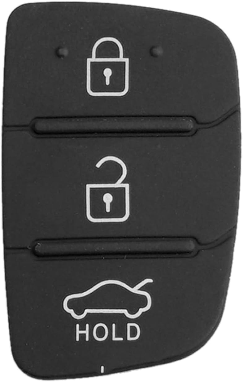1 Pcs 3-Button Hyundai Rubber Car Key Pads, Black Key Button Pad For Car Key Shell Replacement Part, Remote Control Pad Hyundai
