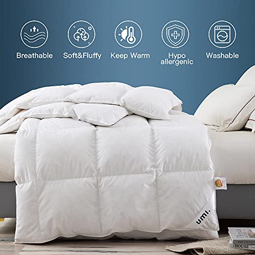 Amazon Brand - Umi Bettdecke 260x220cm Antibakteriell Decke mit weißen Gänsefedern und -daunen und reinem - daunendichtem Baumwollgewebe (Weiß - 4 Jahreszeiten) - Image 5