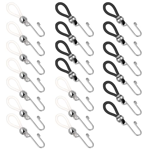 20Pcs Zipper Holder Upper for Jeans, Zipper Stopper Helper Clip for Pants Button Lock Hooks Stop Zippers Slipping, Hooks for Jeans Zippers Jean Buttons (Black+White)
