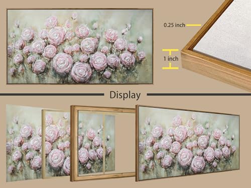 Arjun Flowers Wall Art Framed Canvas Art Wall Decor Living Room, Roses Floral Painting Textured Extra Large Bedroom Artwork Picture Home Office Dining Room, 58"x29" by Arjun - Image 7