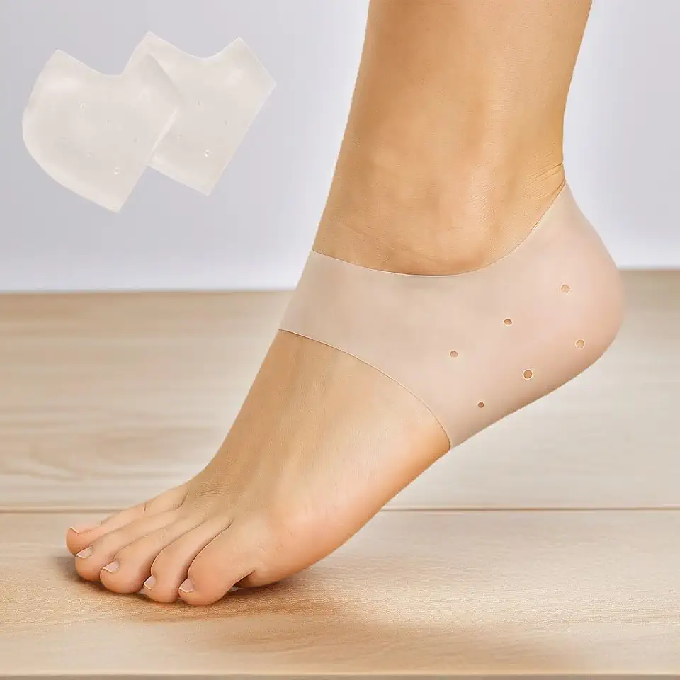 Protetores de calcanhar de silicone, protetor de gel para mulheres e homens, alívio da bolha, pé rachado, fascite plantar, suporte de almofada macia, capa protetora