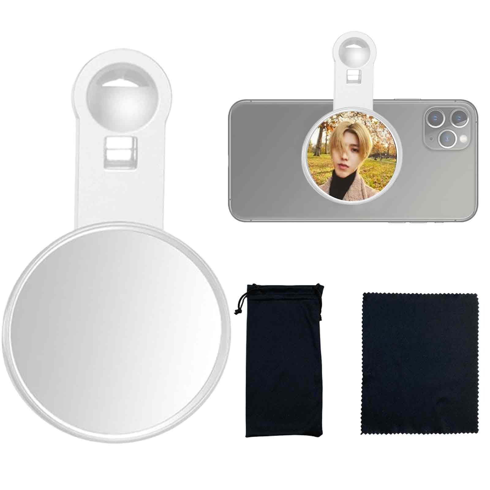 1 PCS Phone Vlog Selfie Monitor Screen, Selfie Mirror for Back Camera, Adjustable Makeup Tool for Travel, Clip On Mirror for Phone (White)-image-36