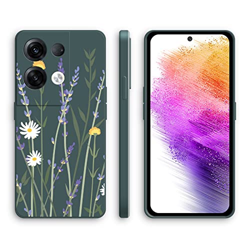 Cover per Oppo Reno8 8 Pro Custodia Morbido Antiurto Ultrasottile con Motivo Carino Design a Bordo Dritto - Lavender silicone verde