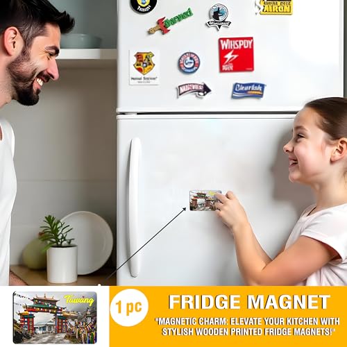 Image of Elegant Fridge Magnet with Themes |Rectangular Size Refrigerator Magnet with Magnetic Rubber Back | Pack of 1, 8.6cm X 5.4cm (Tawang)