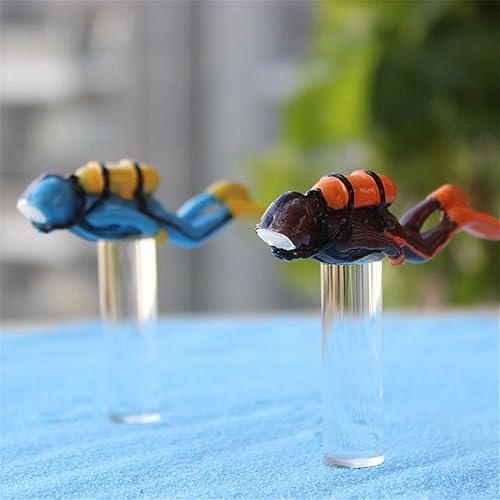 Miniatura 4 de Adorno de acuario Figuras únicas Miniatura Diver Modelo Paisaje Submarino Decoración antigua (azul)