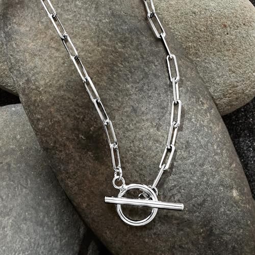 Ross-Simons 2.5mm Sterling Silver Paper Clip Link Toggle Necklace3