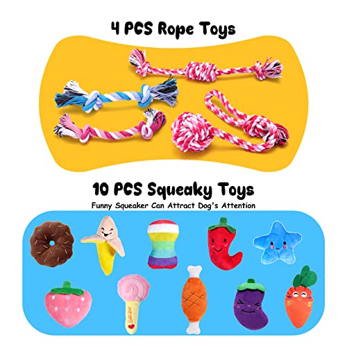 LOYEE 14 Pack Puppy Toys, Squeaky Plush Dog Toys for Small Dogs, Cute Puppy Teething Chew Toy, Indestructible Ropes Toys… - Image 3
