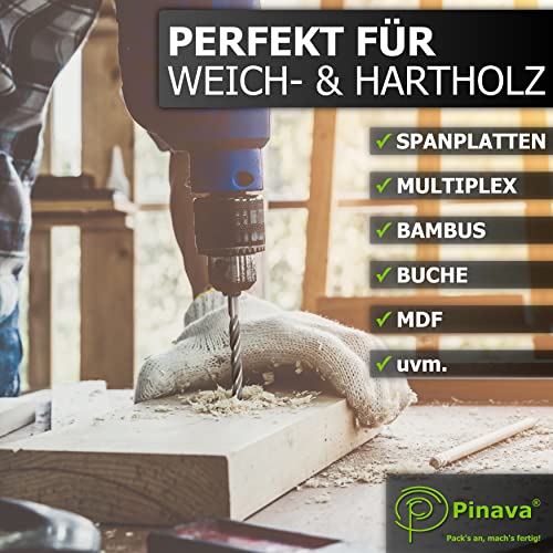 Pinava Holzbohrer Set 3mm-10mm für präzise Bohrlöcher