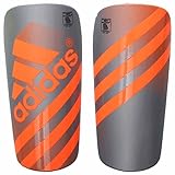adidas Performance Ghost Shin Guards, Silver Metallic/Solar Orange, Small
