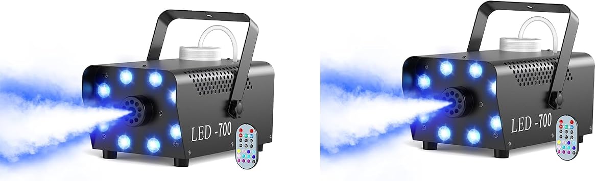 700W Smoke Machine, Fog Machine with 14 Colorful LED Lighting Effect, Wireless Remote Controlled Fogger Machine, Perfect for Wedding, Halloween, Party, Evemts, 2 PACK