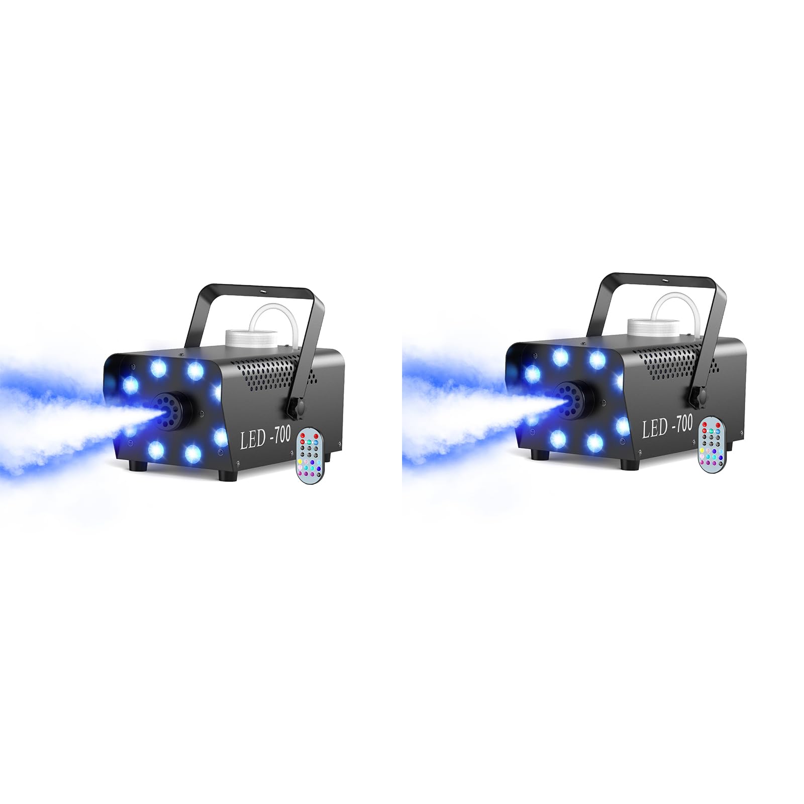 700W Smoke Machine, Fog Machine with 14 Colorful LED Lighting Effect, Wireless Remote Controlled Fogger Machine, Perfect for Wedding, Halloween, Party, Evemts, 2 PACK