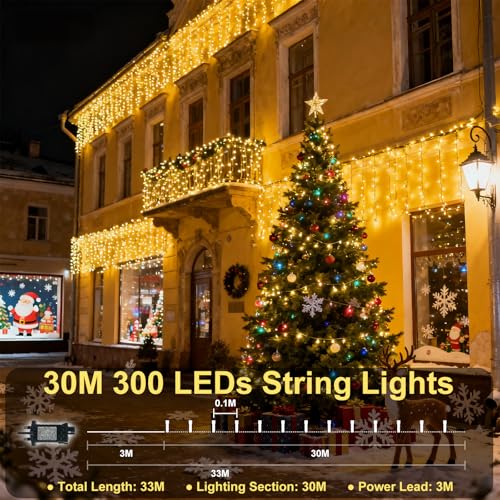 Fairy Lights Plug in, 30m 300 LEDs Fairy Lights Mains Powered, Waterproof Warm White String Lights with 8 Modes Indoor Outdoor for Bedroom Patio Party Tree Wedding Decorations - Image 5