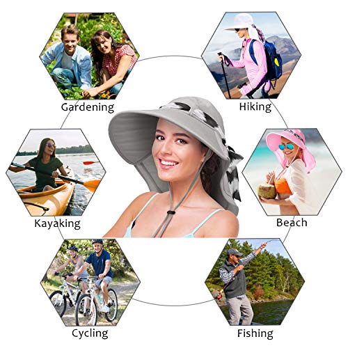 Womens Sun Hats Neck Flap Large Brim Uv Protection Foldable Fishing Hiking Beach Cap #TOP6
