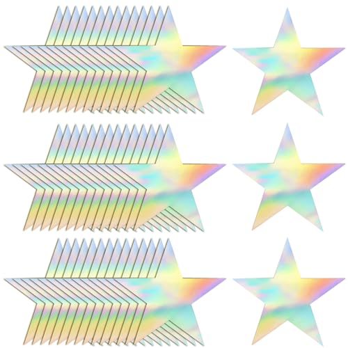 120 PCS Iridescent Five Star Cutouts Double Printed Paper Star Decorations Star Confetti Cutouts Cardboard Stars for Bulletin Board Stars Accents Classroom Wall Party Decoration