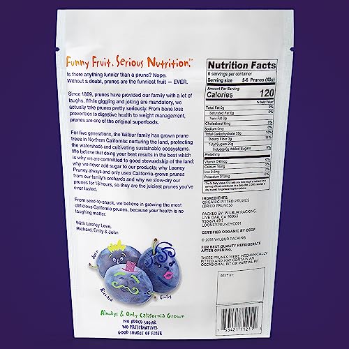 Image of Looney Pruney Organic Pitted Dried Prunes for the Entire Family | Always California-Grown | Kosher | No Added Sugar & No Preservatives (12 pack)
