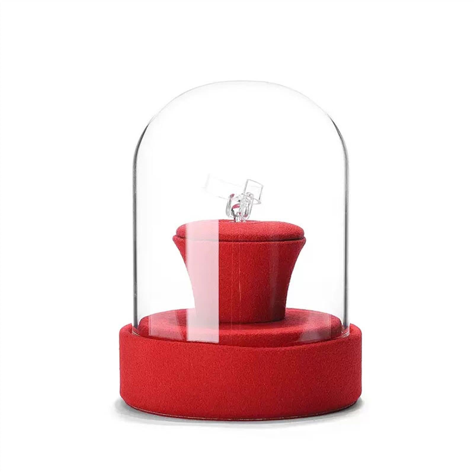 J9V4G6S3B5 Jewellery Storage Jewelry Ring Stand Holder Display, Holders for Organizer, Storage Pedestals with Glass Lid(Red)
