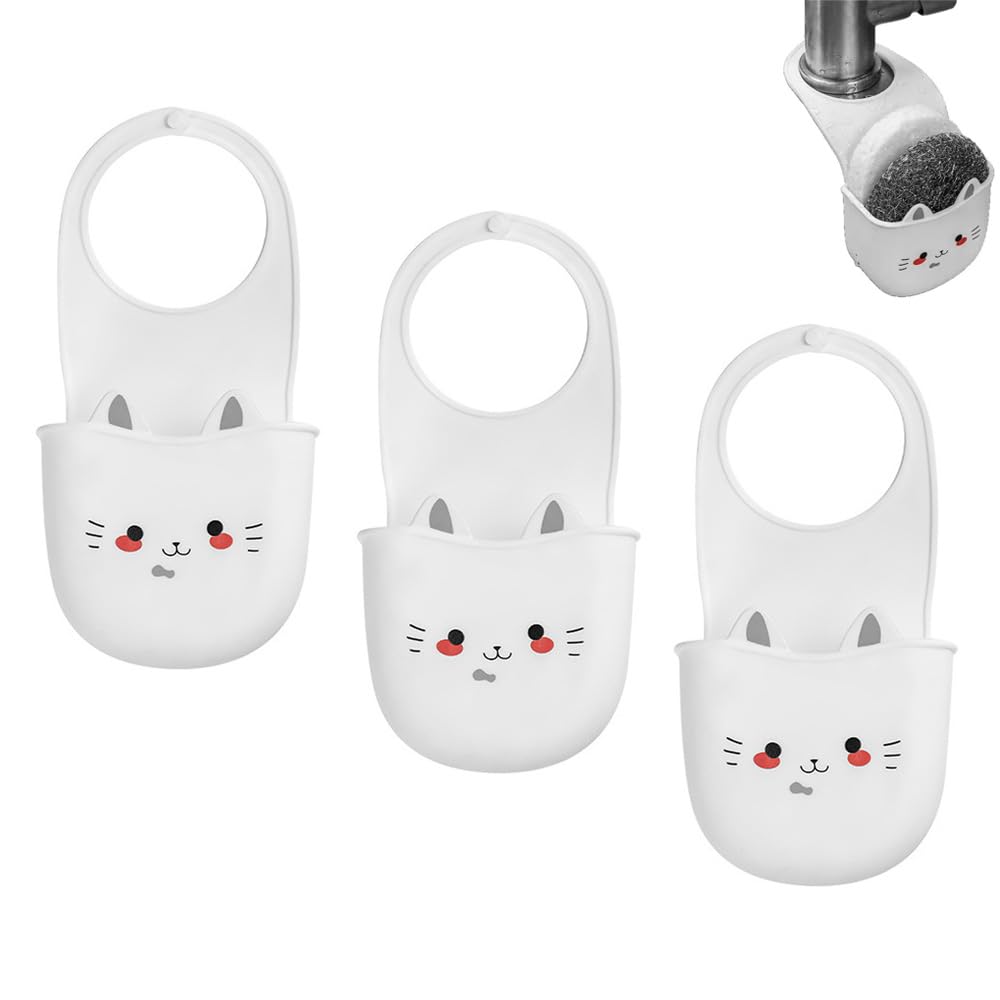 3 Pack Sink Caddy Kitchen Sponge Holder Stainless Steel Scrubber Organzier for Zero Scratch Scrub Sponges Steel Wool