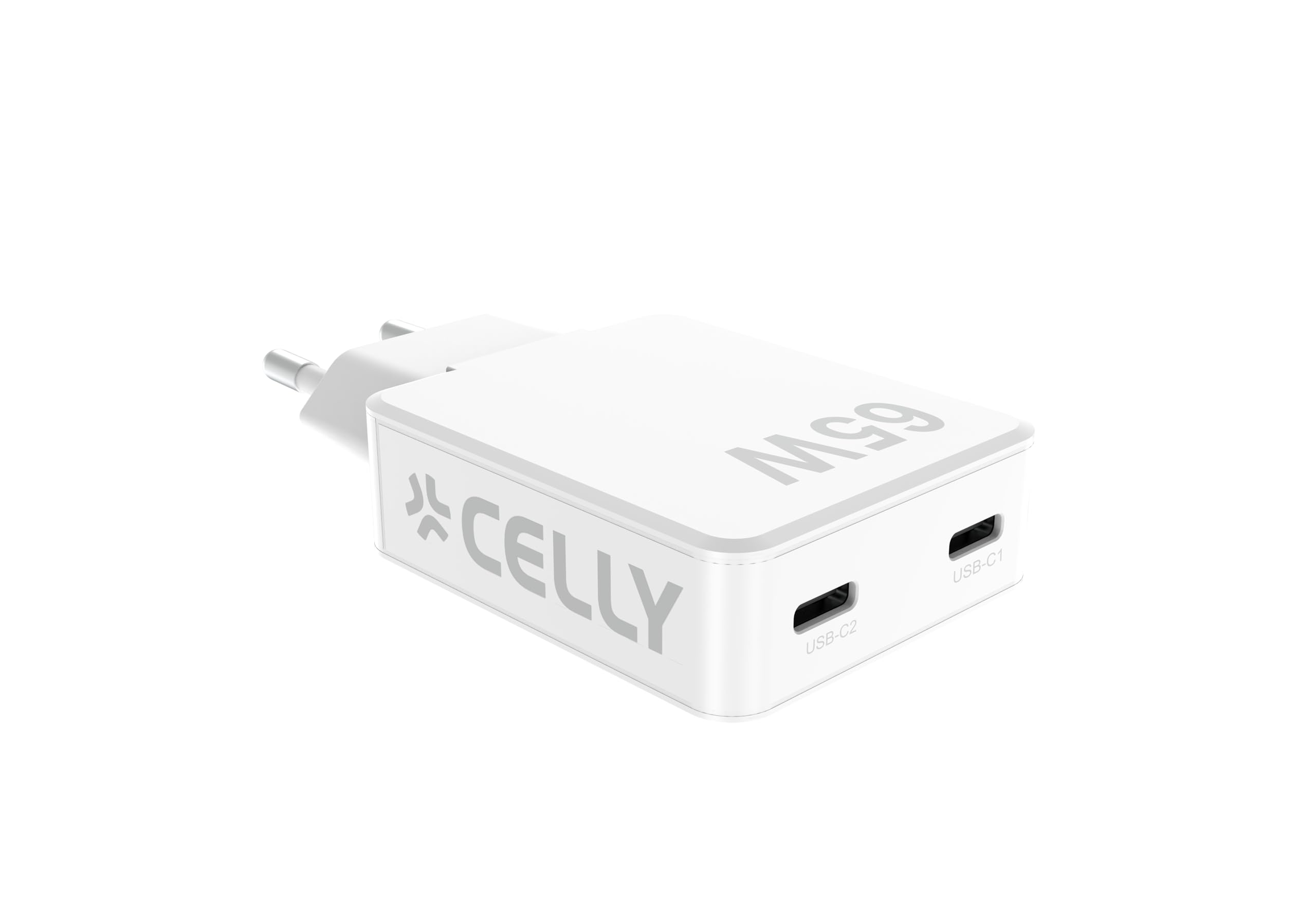 Celly Caricatore USB-​C Ultra Slim 65W, con Tecnologia GaN, Ricarica Rapida e Efficiente, Protezioni contro Sovraccarico, Sovratensione e Surriscaldamento