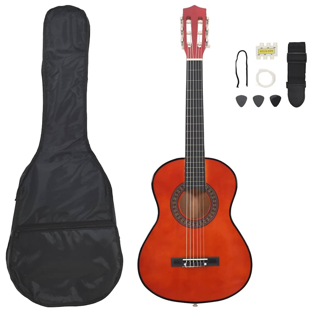 vidaXL Ensemble de Guitare Classique pour Débutants 8 pcs, Instruments d'Apprentissage de Musique, Kit de Accessoires de Guitare, 1/2 34"