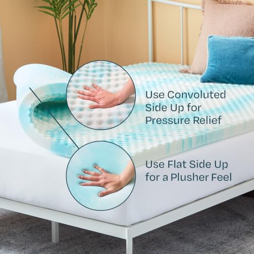 Image of Linenspa 3 Inch Gel Memory Foam Mattress Topper - Egg Crate Style, Reversible for two feels - Promotes Airflow & Relieves Pressure Points - Full