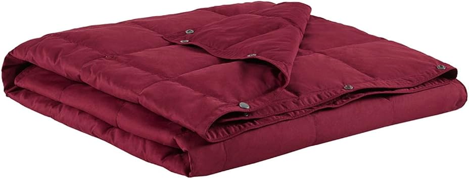 True North by Sleep Philosophy Wearable Blanket, Oversized, Goose & Down Throw with Buttons, Classic Box Quilting, Heavy Filled for Camping, Travel, Outdoors Friendly Carrying Bag, 62x68, Red