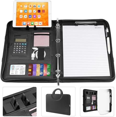Arpan Pink Deluxe A4 Zipped Conference Folder With Calculator & Notepad - Executive Portfolio
