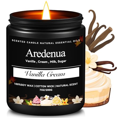 Vanilla Cream Candle – 7oz Soy Fall Scent | Aredenua