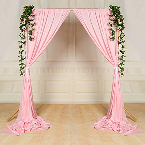Sherway 2 Panels 4.8 Feet X 10 Feet Pink Thick Satin Wedding Backdrop Drapes, Non-Transparent Window Curtains For Party Ceremony Stage Décor #TOP2