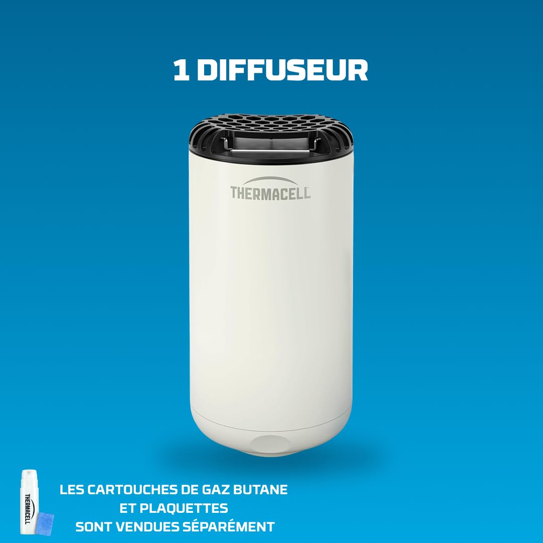 THERMACELL Diffuseur Anti Moustiques et Moustiques Tigres - Extérieur, Jardin, Terrasse - sans Fil, Nomade - Zone de Protection 20m² - Effet Rapide - Inodore - Recharges Non-Incluses - Blanc