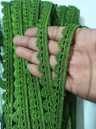 Image of Swag White Cotton Trim Laces and Borders Material for Saree Border, Suit, Kurta, Dupatta, Blouse, Gown, Lehenga & Neckline (Hunter Green, 9 Meter)