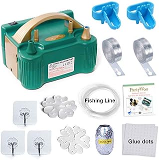 PartyWoo Balloon Pump, 220V-240V 600W Electric Balloon Pump, Balloon Pump Electric, Electric Balloon Inflator, Portable Balloon Inflator, Dual Nozzle Balloon Air Pump, Air Pump for Balloon Garland