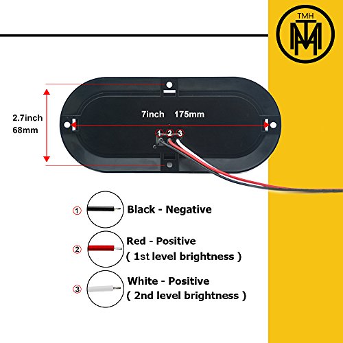 TMH (Pack of 2) 6 Inch 25 ARROW LED Surface Mount Oval Smoked Lens/Red Light Turn Signal Side Marker Tail LED Light for Truck Trailer Trail Bus 12V DC - Thumbnail 3